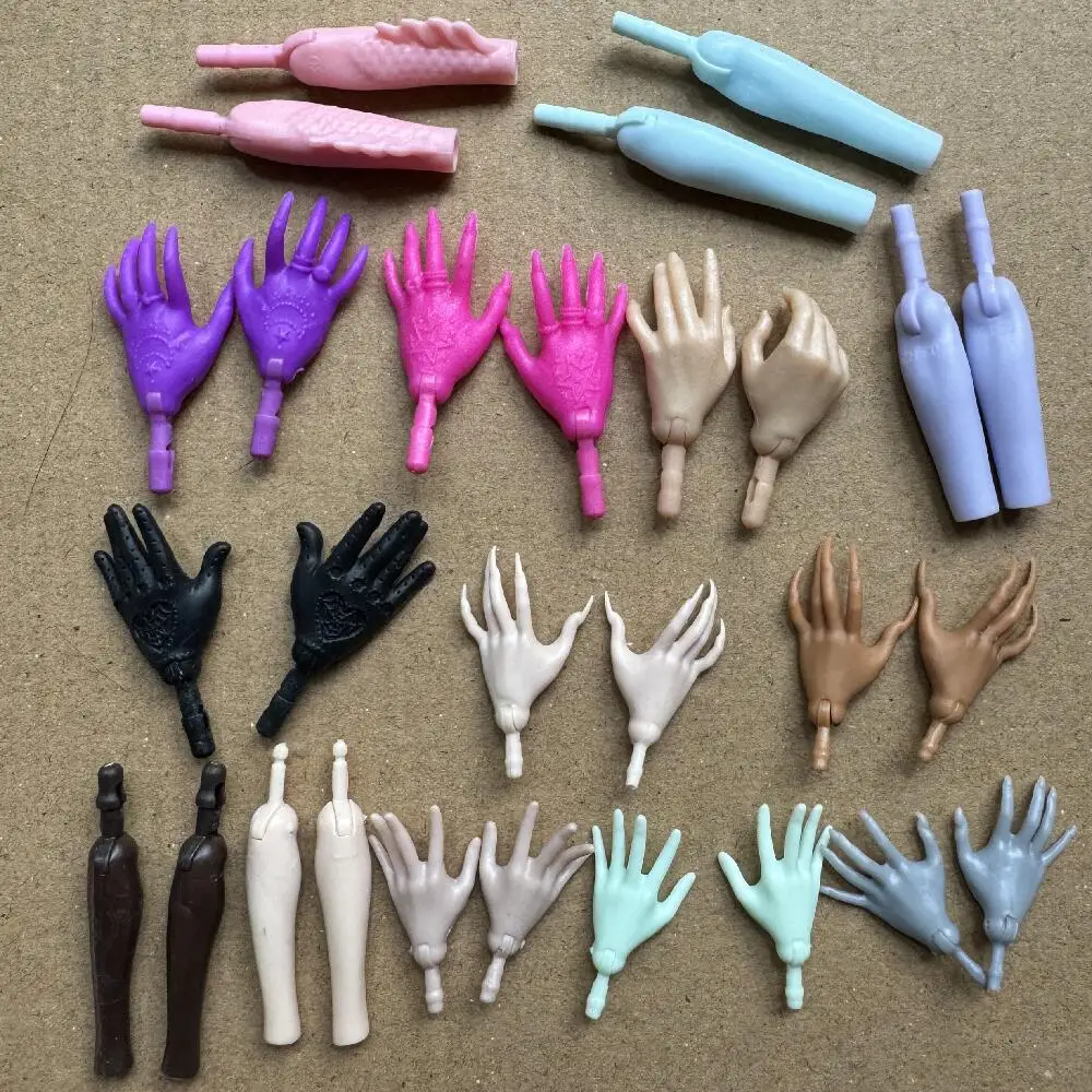 Neue Original Monster Puppe Ersatz Hände Und Arme Schwarz Braun Lila Rosa Haut Ton Lange Nägel Spielzeug DIY Zubehör