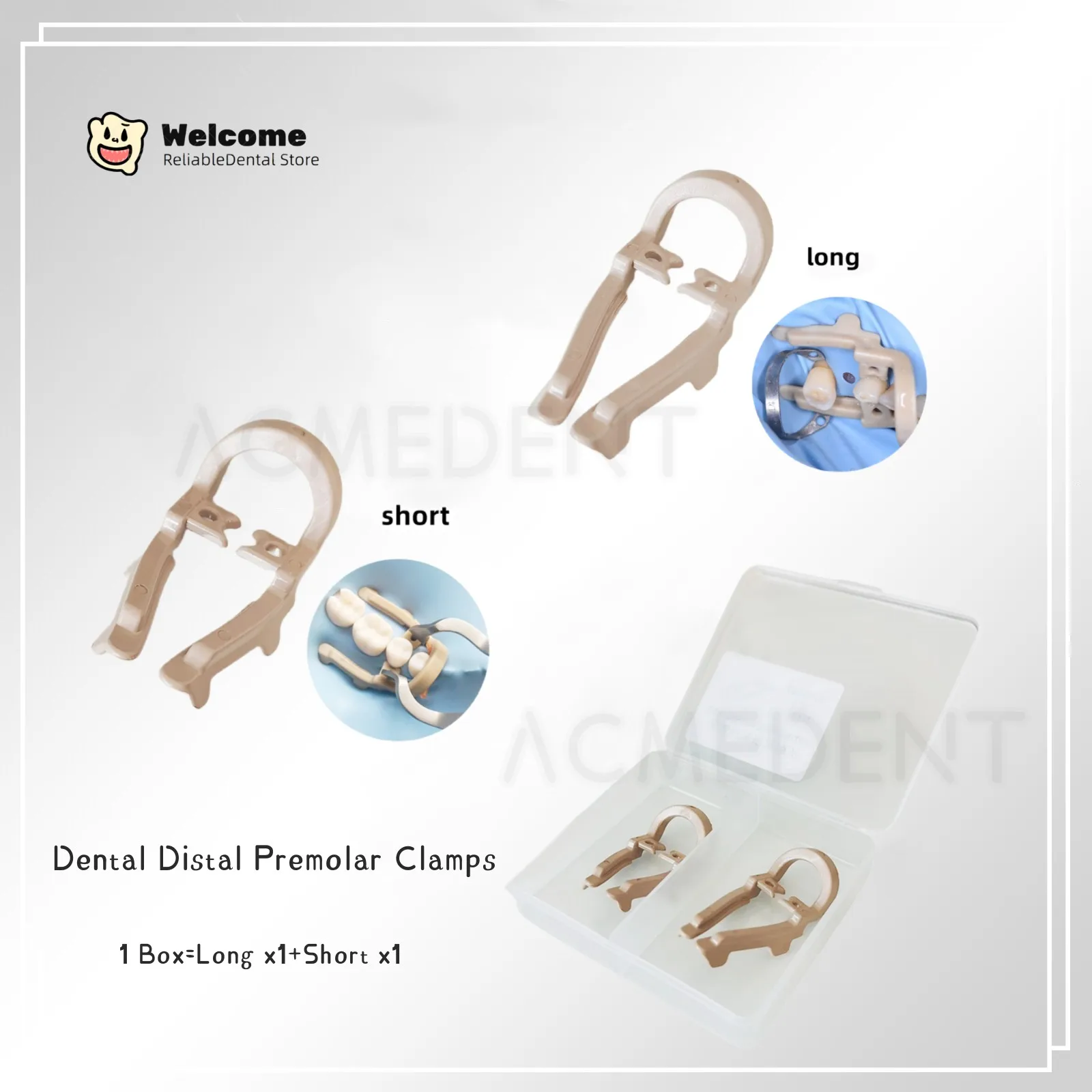 

1 Box Dental Distal Premolar Clamps Rubber Dam Sheets Clip Soft Resin Clamp Long and Short