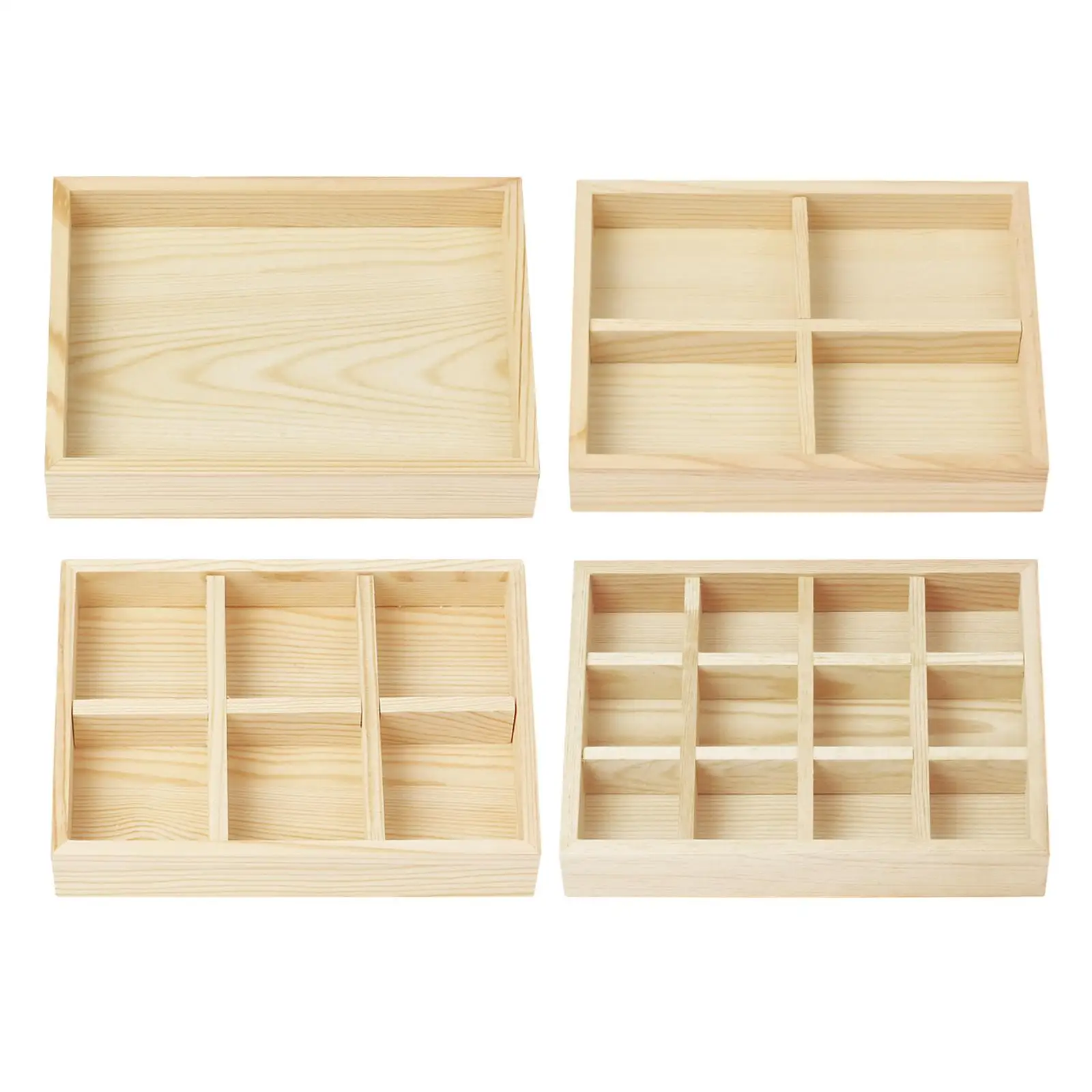 Plateau Rond En Bois à 6 Compartiments Pour Bagues Et Boucles D'oreilles, Plateau De Rangement