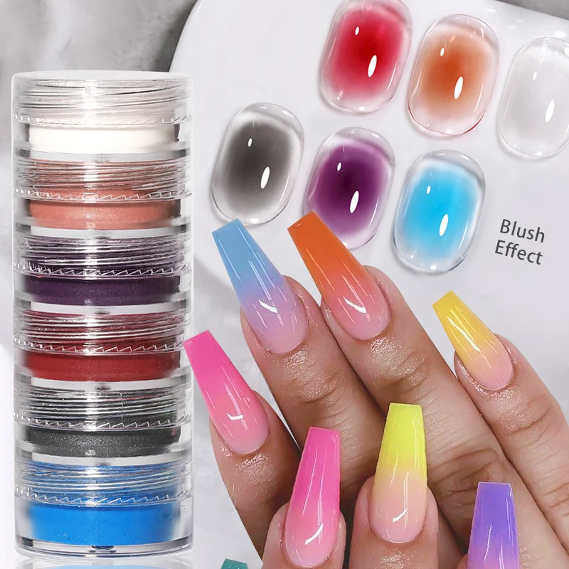 6Box/Set Neon Phosphor Pigment Powder Fluorescent Nail Glitter Set Shinny Ombre Chrome Dust DIY Gel Polish Manicure Nails Art