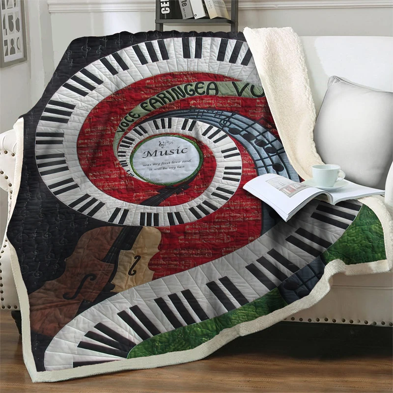 Blue Guitar 3D Print Throw Blankets For Beds Sofa Couch Soft Warm Flannel Fleece Blanket Plush Bedding Easy Wash Qui