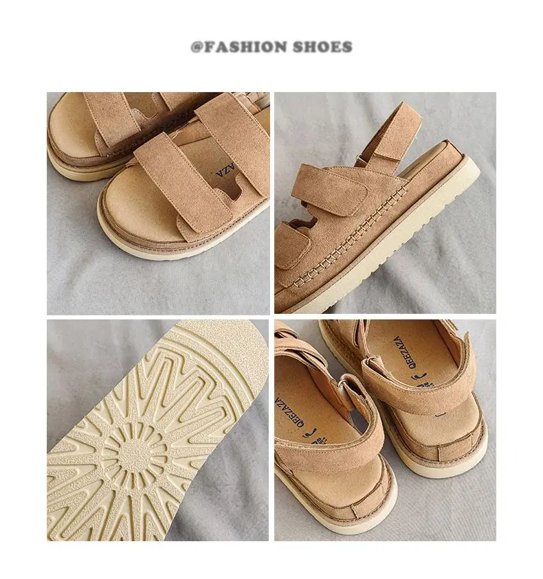 2024 Men Cowhide Non-Stuffy Feet Fashion Sandals Summer New Couple Thick Bottom Increased Super Soft Outdoor Slippers Women 6