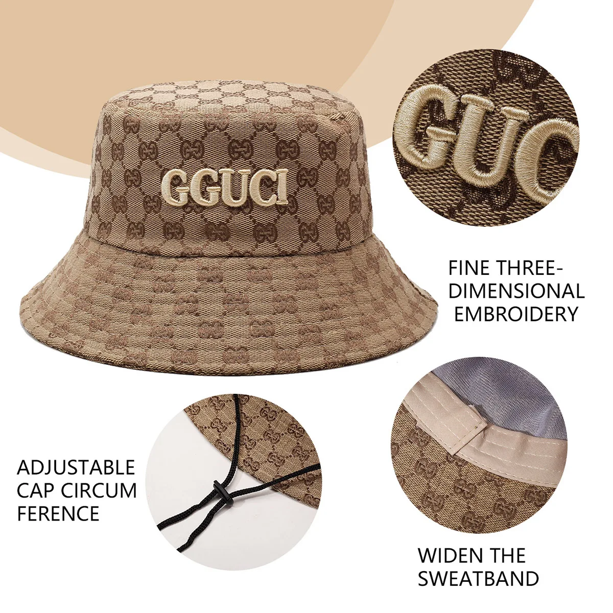 Unisex Black and White Embroidered Letters Personalized Bucket Hat Fisherman Hat Outdoor Leisure Hat Sun Protection Hat