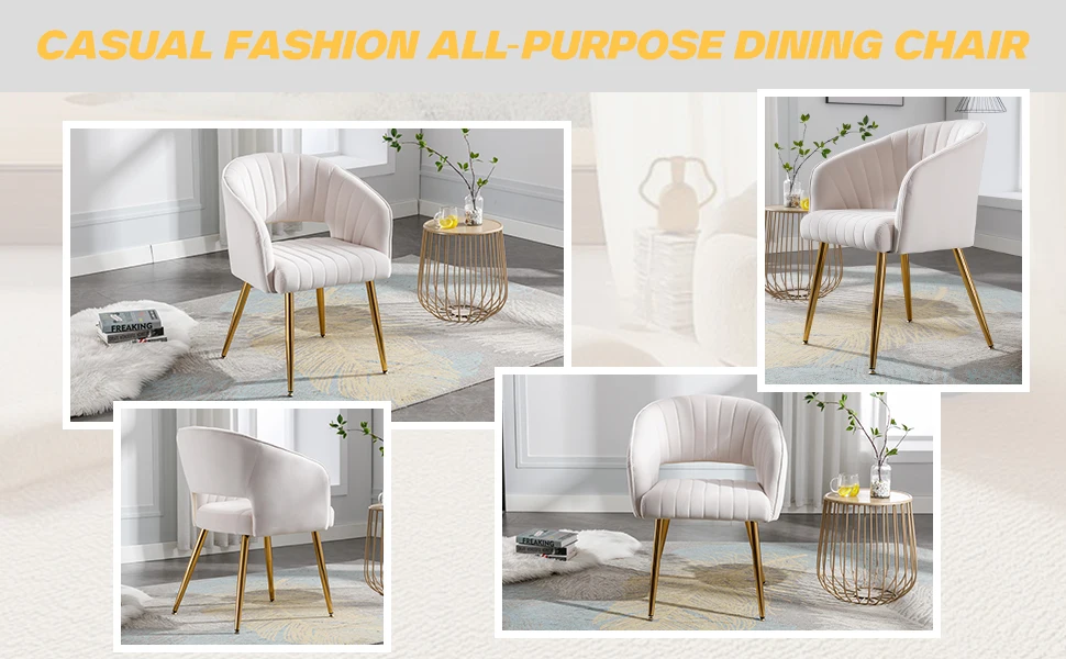 Description Picture 3 of itemHome Office Chair Velvet Desk Chair Accent Armchair Upholstered Modern Tufted Chairs Dining Chairs, Tufted Vanity Chairs