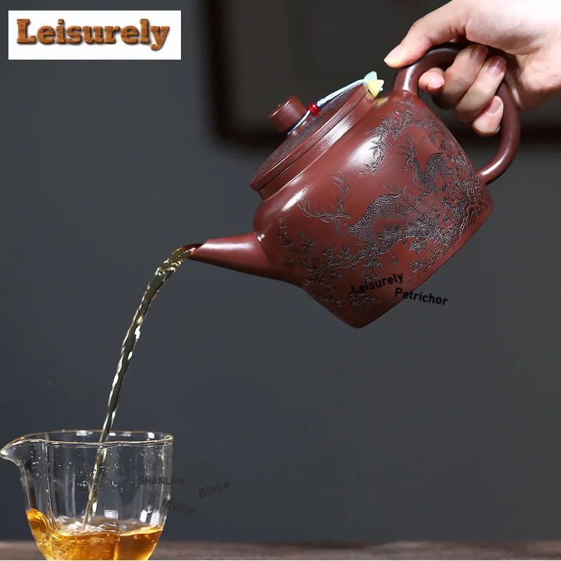 890ml Yixing Purple Clay Teapots Handmade Double Deer Pot Raw Ore Purple Mud Tea Maker Kettle Zisha Tea Set Tea Ceremony Gift