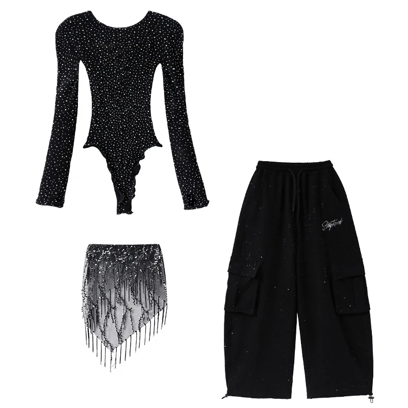 Trendy Girls Street Style Dance Performance Outfit: Youth Hip Hop Costume