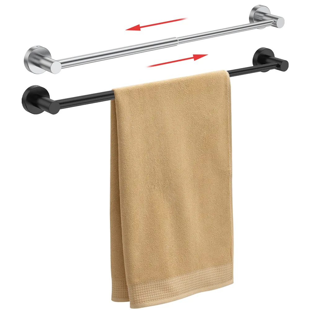 Adjustable Towel Bar Wall-mounted Retractable Stainless Steel Rustproof Towel Rack Bathroom Kitchen Accessories Space Saving