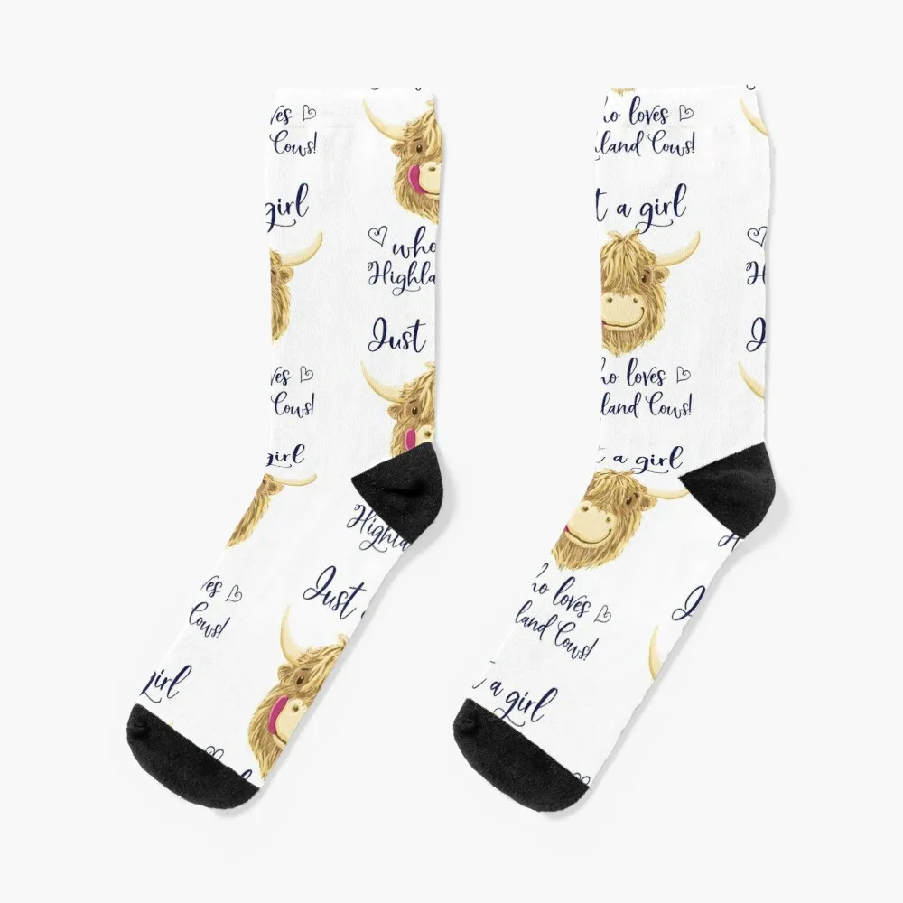 

Just A Girl Who Loves Scottish Highland Cows Socks essential funny gift Socks For Man Women's