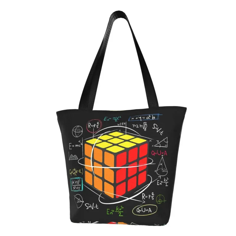 

Funny Cool Math Rubics Player Cube Maths Shopping Tote Bags Recycling Canvas Groceries Shopper Shoulder Bag