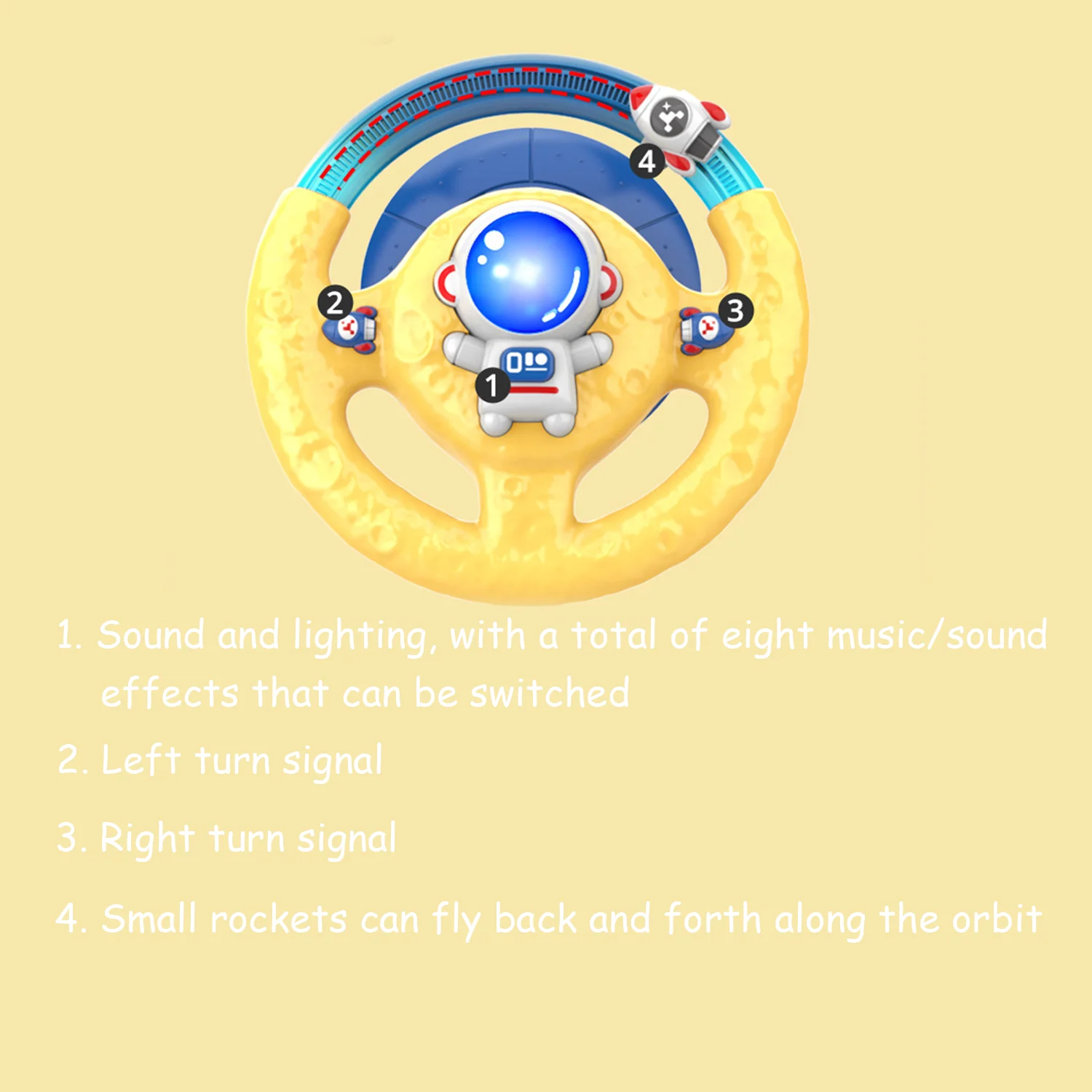 Children's simulation steering wheel co pilot toy car mounted early education learning machine puzzle toy 5