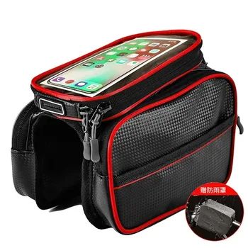 Borse da bici Accessori per attrezzatura da equitazione per bici da strada Borsa per cellulare impermeabile con tubo anteriore per manubrio touch screen di grande capacità