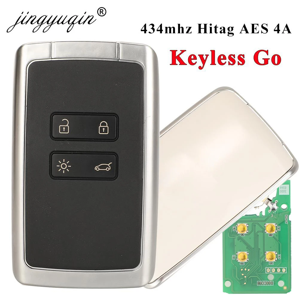 jingyuqin 4BTN Smart Remote Key 434mhz Hitag AES 4A pcf7953M for Renault Megane 4 Talisman Kadjar Espace 5 Keyless Go Entry key