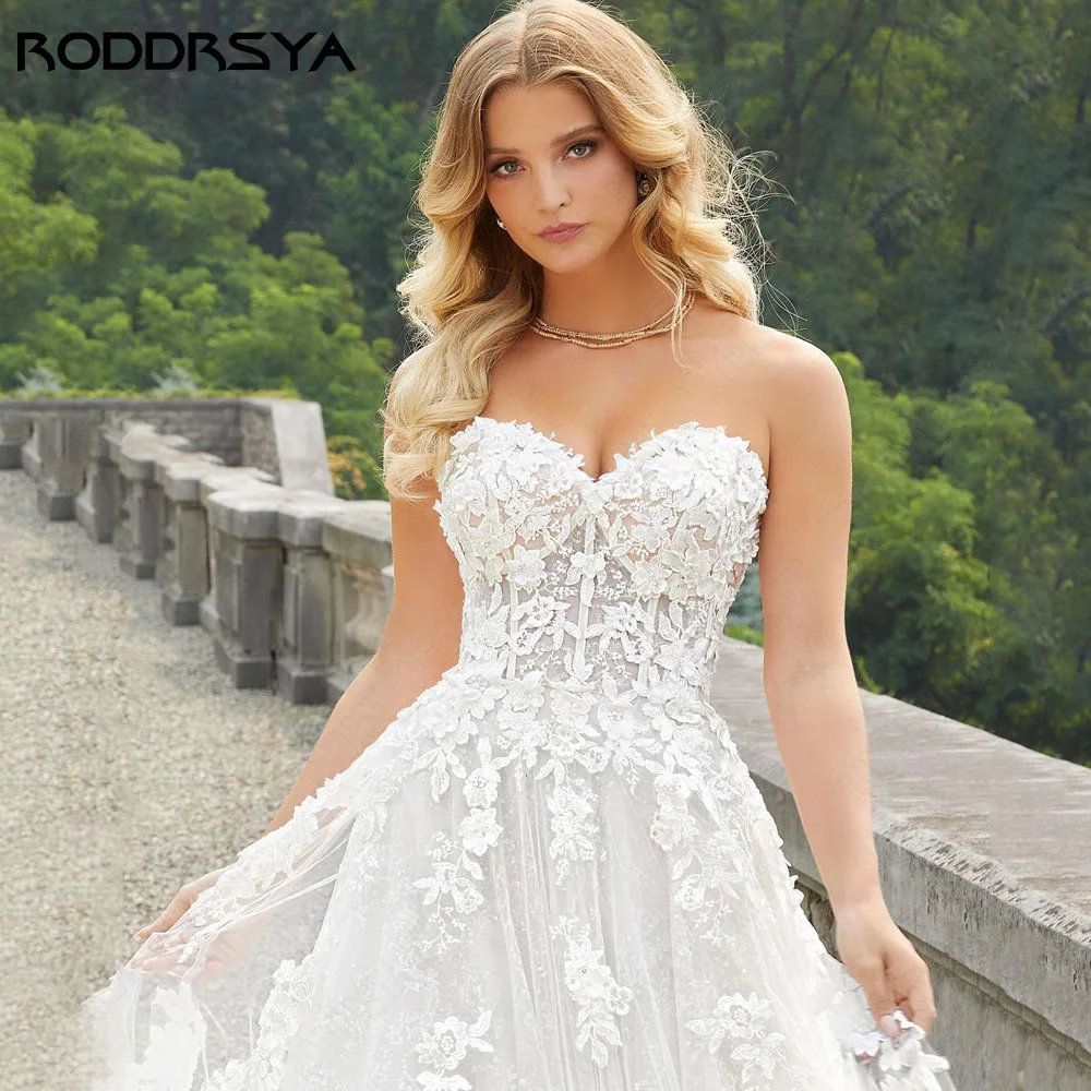 Abito Da Sposa Senza Spalline In Pizzo Con Appliques - Tesoro Donna Per Cerimonia - Foto 2