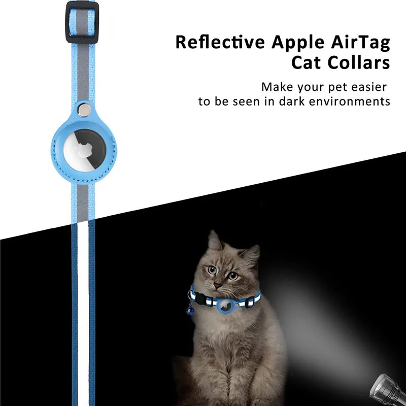 Cat Collar For Air Tag Pet GPS Smart Bluetooth Locator Apple Reflective