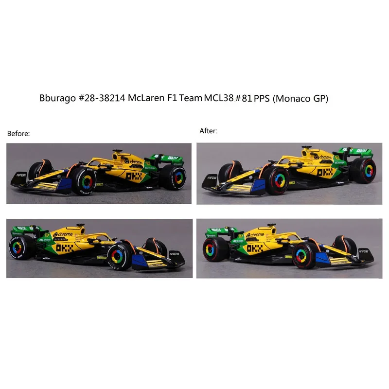 New 2024 Bburago F1 Mclaren Mcl38 Monaco Grand Prix Version Diecast Mclaren Lando Norris #4 #81 Formula Car Model Toy Boy Gift 6