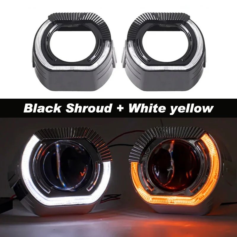 Car Headlight shrouds 2.5 Inch 3 Inch integrated Shroud Cover LED Angel Eyes for Projector Lens Headlight Decoration Accessories