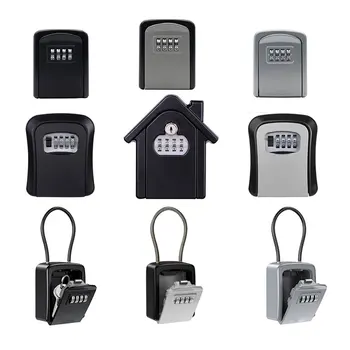 Weatherproof Wall-mounted Key Safe Password Key Box Key Lock Box No4 Combination Key Storage Lock Box Indoor and Outdoor 1