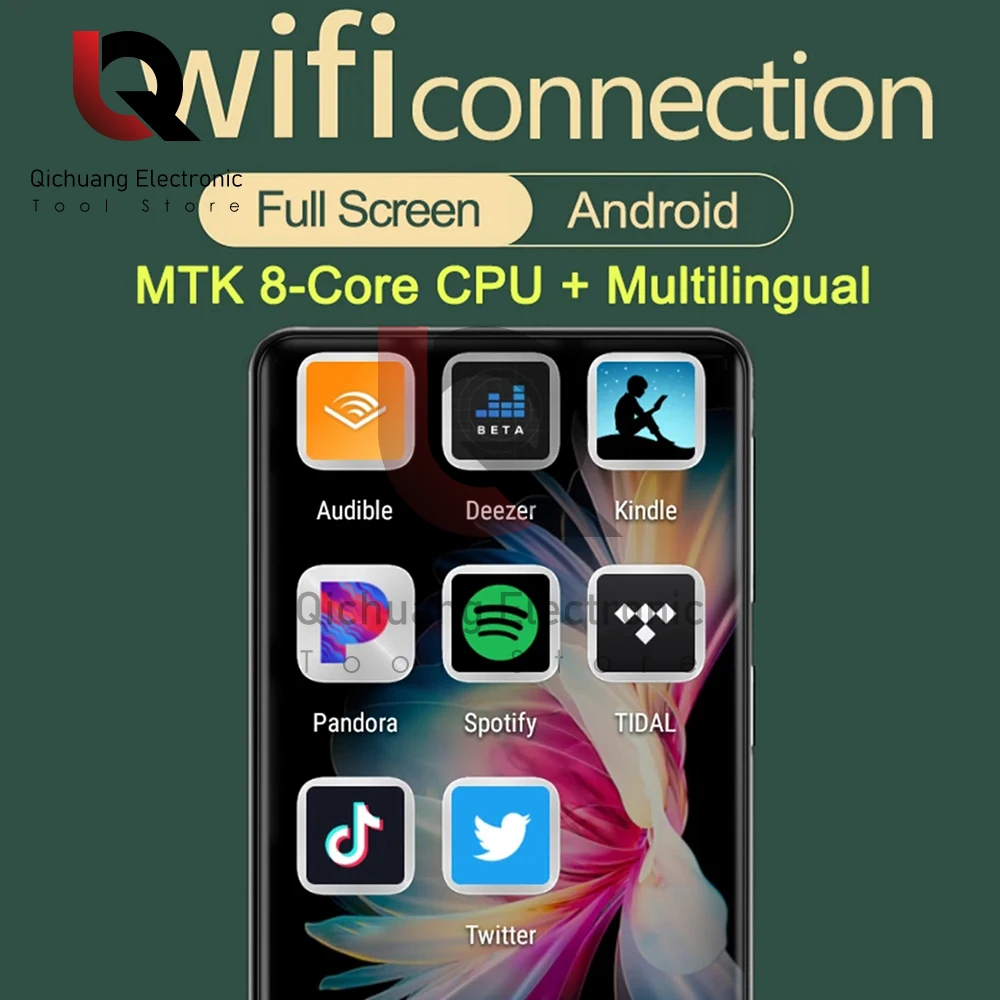 WiFi MP3 4 inches Music Player Bluetooth HiFi MP4 Player With Speaker IPS Touch Screen Compatible with Android 8.1 Music