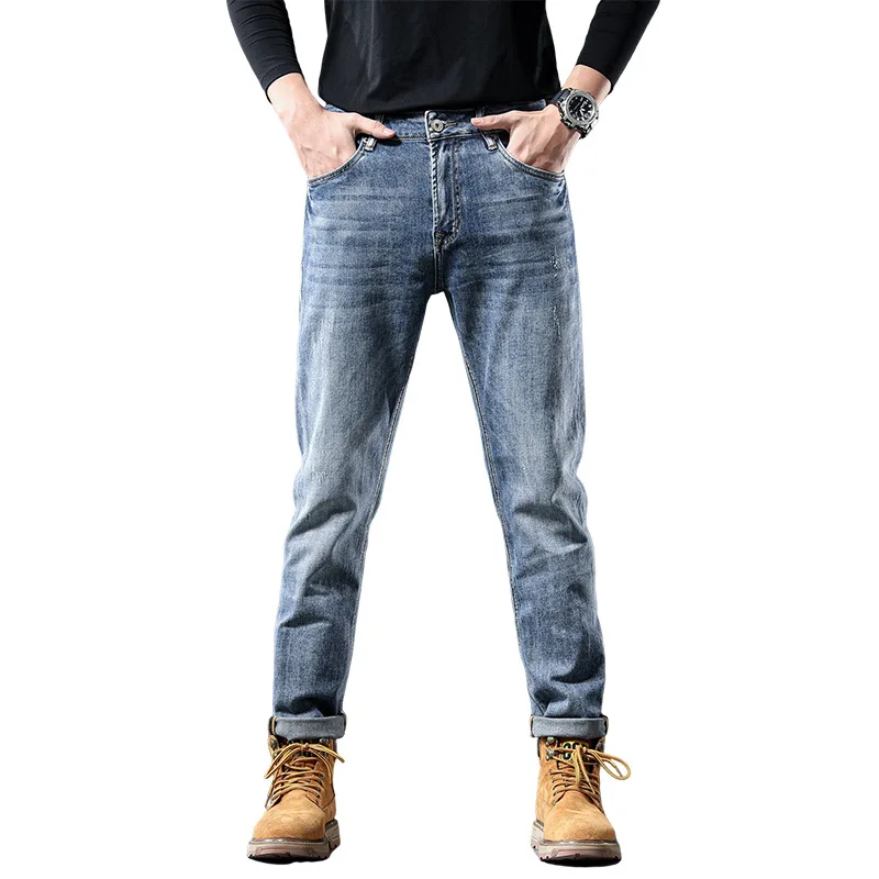 New Business large size Men's Jeans Casual Straight Stretch Fashion Classic Blue Work Denim Trousers Male Brand Clothing 28-48