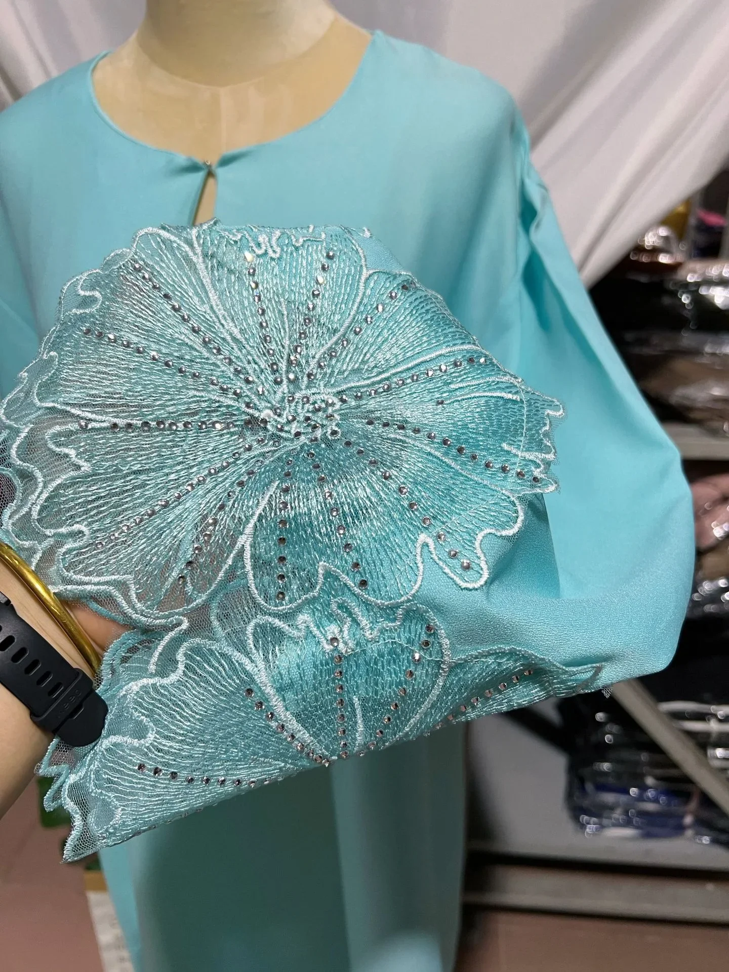 S4bdbb6f8f7e34719a98571abcf613dbaN Eid Robe Muslim Abaya Dress & Scarf 2 Piece Set Dubai Embroidered Kebaya Gowns Moroccan Caftan Kaftan Islam Oman Ladies Dresses Mallzona