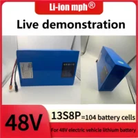 Batterie lithium-ion 48V 30ah 13s8p, batterie électrique 48V 30000mAh 2000W, BMS 50A intégré + chargeur 18650.00 48v 1