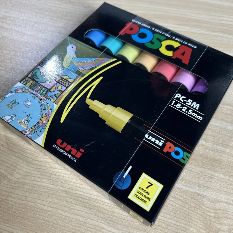 Uni Posca PC-5M 7C Paint Marker Pen Set 7pcs Pastel Colors