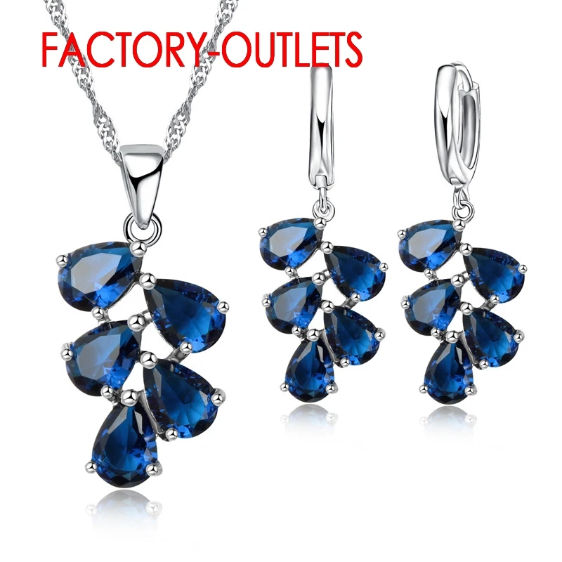 925 Sterling Silver Bridal Jewelry Sets Austrian Crystal Necklaces Earrings