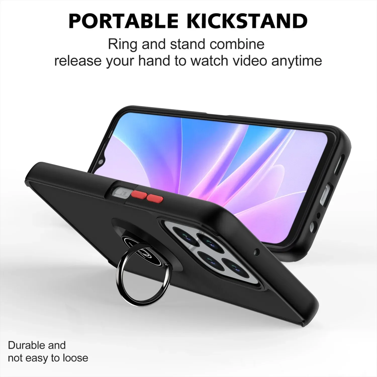 Enhanced Armor Matte Case with Magnetic Ring Stand Holder - Shockproof Protective Cover