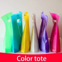 50PCS  Wholesale Color Beauty Plastic Shopping Bags with Handle Personal General Clothes Gift Packaging Bag Convenient Pouch 2