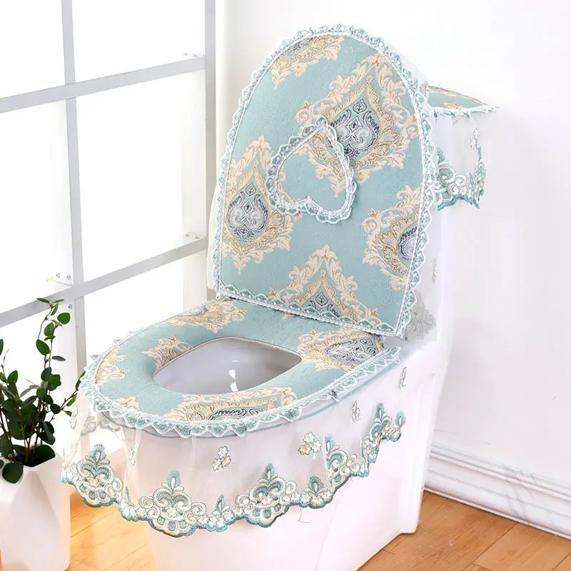Four Seasons Universal U-shaped Toilet Seat Pads 3 Pieces/Set European Lace Toilet Seat Cushion Household Decoration Mats