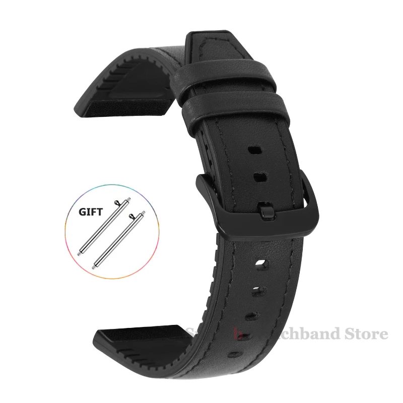 Universal Silicone Leather Sports Strap - Quick Release Bracelet for Smartwatches (20mm/22mm)