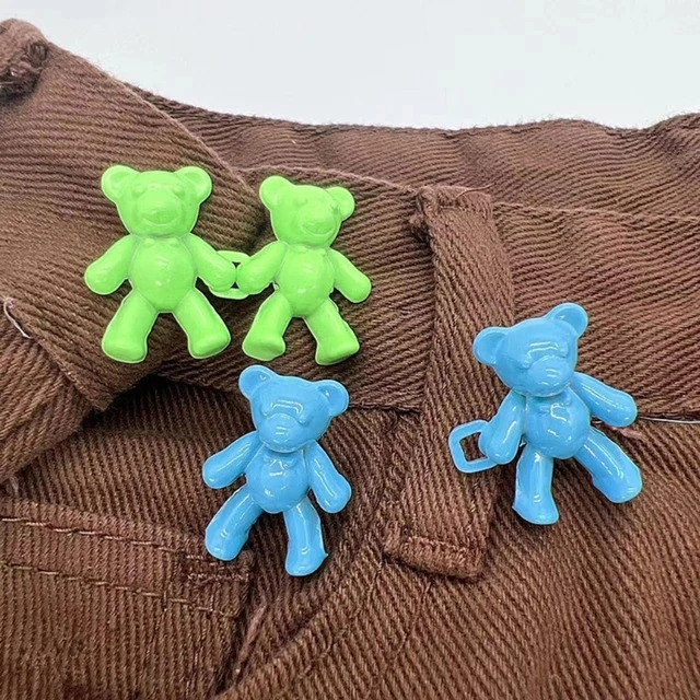  6 Pairs Bear Buttons For Jean Clips To Tighten Waist Pant  Size Adjuster Buttons For Jeans To Make Smaller Cute Bear Waist Pant  Adjustable Button Fit Tighten Pant Bear Adjustable