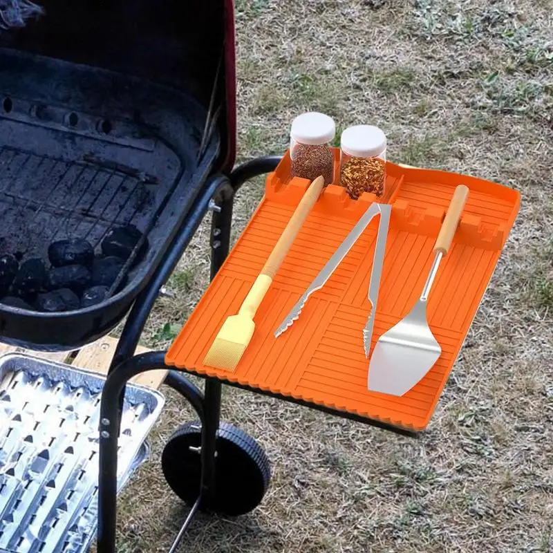 Grill Side Shelf Mat Multifunctional BBQ Side Shelf Mat Heat Resistant Utensil Holder Pad For Outdoor Kitchen Accessories