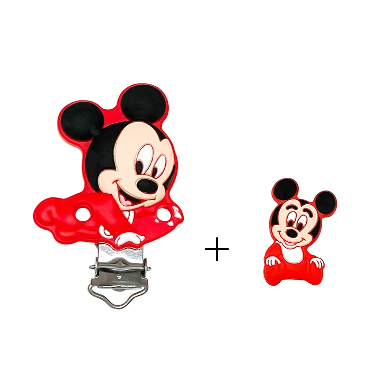 Teething Toys Teething Beads 2pcs one set Silicone Minnie Dumbo Mickey Beads Food-Grade Chewing DIY Nipple Chain Jewelry Accessories