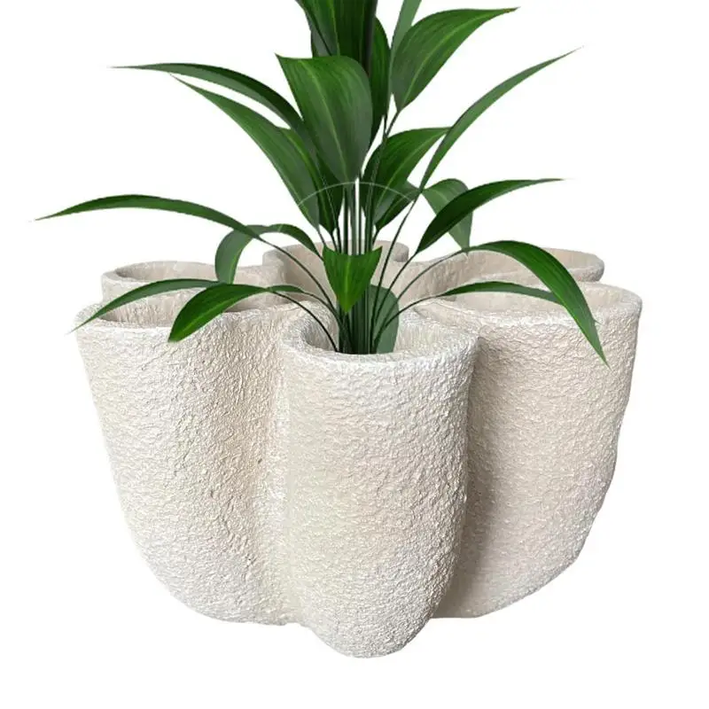 

Fluted Vases For Flowers Large-Bore Resin Flower Pots Outdoor With Groove Design Garden Pots And Planter Pots For Outdoor