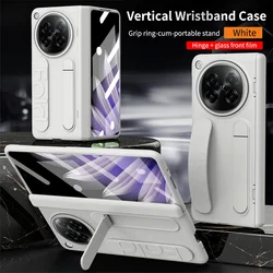 Silicone Wristband Kickstand Holder Case - Full - Body Protective Foldable Cover - OPPO Find N3 (White)