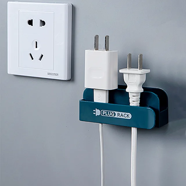 Lyukas Nélküli Fali Tároló Szervezet Hook Power Dugó Rack Aljzat Klip Tartó Otthoni Önmaga Ragasztó Mobiltelefon Töltőállvány - Image 2