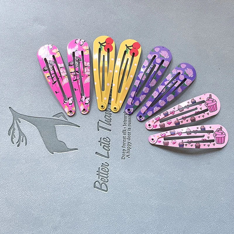 40-teiliges Set: Grenzüberschreitende Haarspangen mit Farbdruck, Metall-Seitenclips für Kinder, Haarschmuck-Set für kleine Mädchen – Detail 2