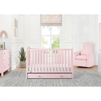 4-in-1 Convertible Crib with Storage Drawer - Greenguard Gold Certified, Blush Pink/Dark Pink 2