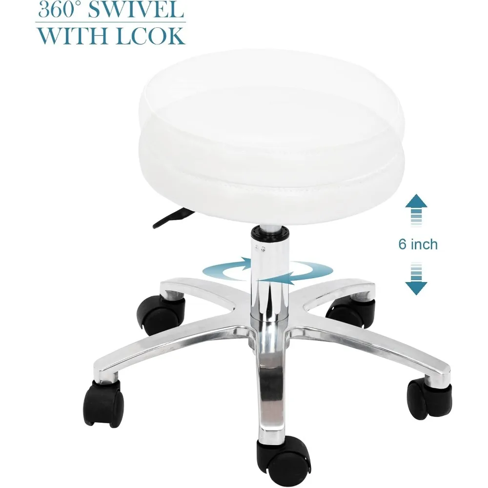 Pedicure Chair White with Stool & Bubble Massage Foot Bath, Hydraulic Pedi Chair for Nail Tech, Beauty Spa Salon Unit Station