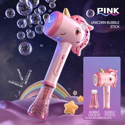 Magical Unicorn LED Bubble Blower Toy with Bubble Solution (Unicorn - Pink)