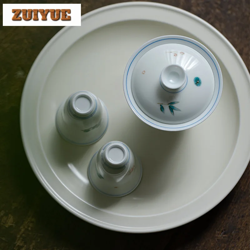 100ml Hand-painted High Footed Gaiwan Handmade Thin Bodied Jade Clay Ceramic Tea Tureen Tea Making Cover Bowl For Supplies