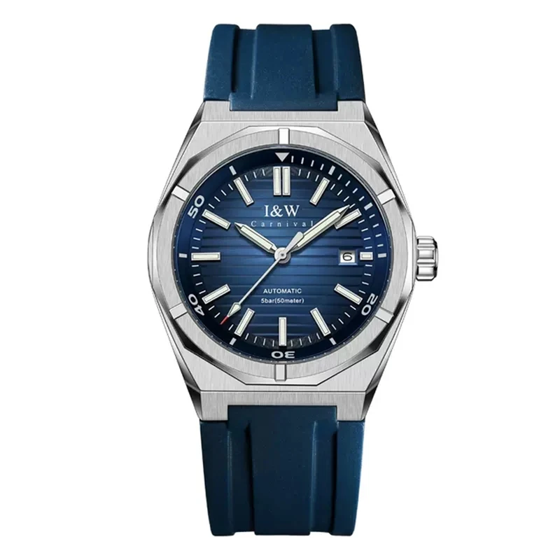 I&w carnival時計 761G seiko orient citizen Đồng Hồ Nam I&W Carnival 761G Chính Hãng Lộ Cơ Đính Đá 42mm