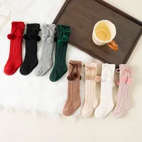 Autumn Winter Baby Girls Cherry Ball Knee High Socks Toddler Tube Princess Sock For Kids Knitted Socken Leg Warmer For 0-5Years 2