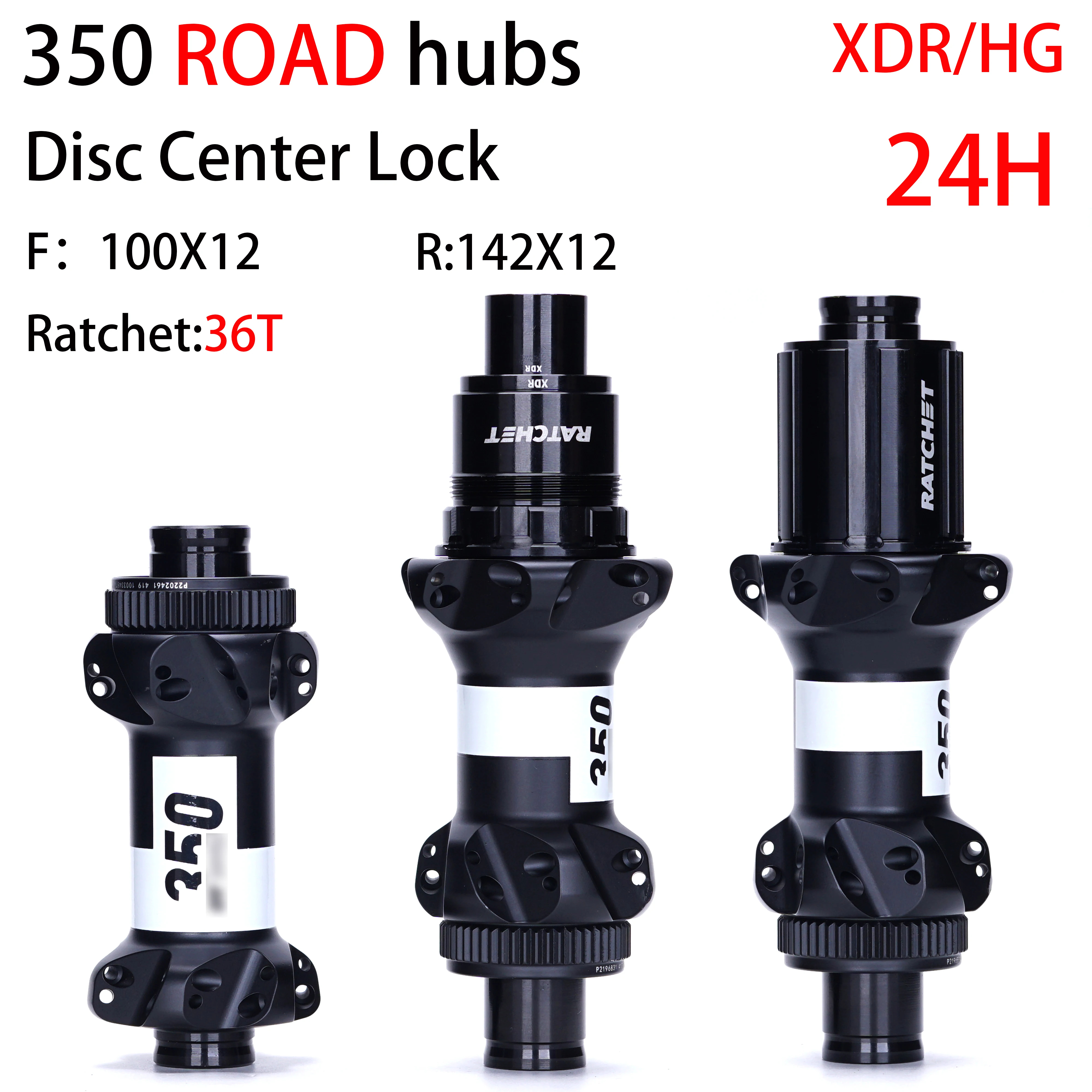 DT 350 RD STRAIGHT PULL 24x142x12TA XDR CL 36T RATCHET BLACK (N) main image 1