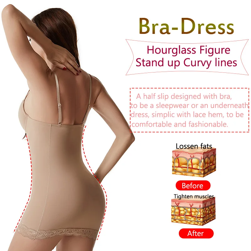 Full Slip Body Shapewear Women Under Dress Push Up Bra Shaper Tummy Control Slips Flat Belly Slimming Sheath Reductive Girdles