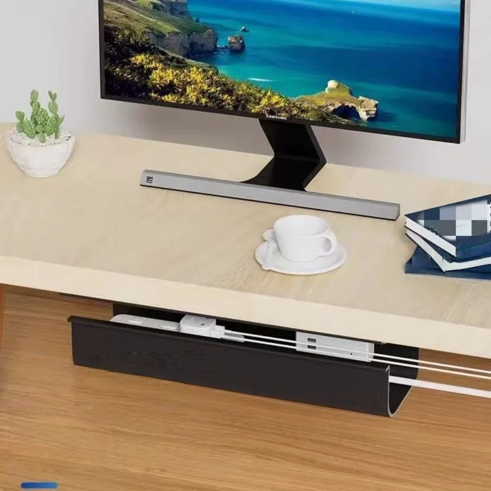 1PC 40cm/15.75inch PVC 테이블 아래 케이블 정리함 펀치 없는 사무실 와이어 정리함 홀더 간편한 설치 벽걸이형