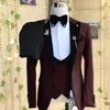 2024 Gorgeous Solid Men Suits 3 Piece Set Elegant Groom Wedding Tuxedo Formal Prom Party Male Suit Slim (Blazer+Vest+Pants) 5