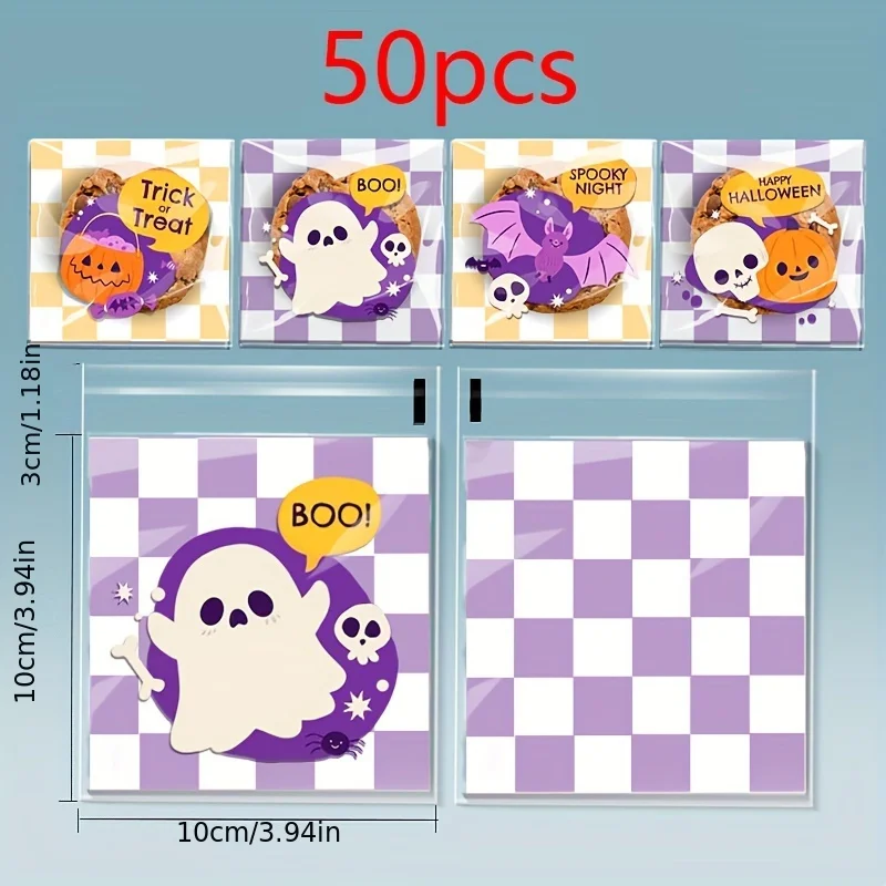 50 Stück Halloween Süßigkeiten Verpackungsbeutel Party Geschenke Selbstklebende Beutel Keks Verpackungsbeutel Schmuck Urlaub Geschenktüten – Detail 10