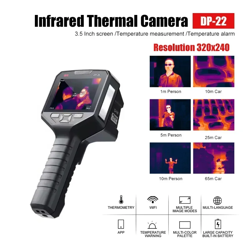 Thermal Imaging Camera 320x240 Wi-Fi Camera Detects Underfloor Heating Leaks 3.5" Highlight LCD Screen DP-22